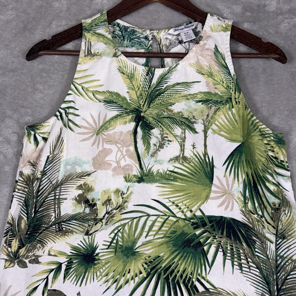 TOMMY BAHAMA Women's Palm Green & White LINEN BLEND DRESS sz S/P Beach Coast - Picture 2 of 13